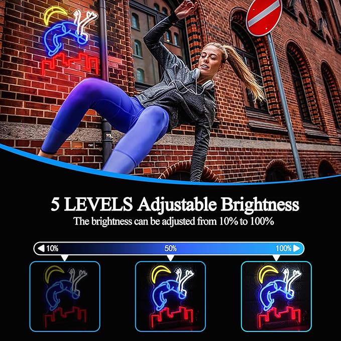 Parkour Sport Neon Sign for Wall Decor, Led Inspirational Sign Sport Neon Light for Classroom Man Cave Gym(15.75 * 12.6In)