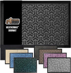 GORILLA GRIP 100% Waterproof All-Season WeatherMax Doormat, 47x35, US Designed Natural Rubber, Stain and Fade Resistant, Low Profile Indoor Outdoor Door Mats, Easy Clean Patio Mat, Slate Geometric