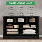 Dresser for Bedroom with 7 Drawers, 48" Wide Modern Chest of Drawers with Deep Drawers & Mental Handle, Wood Dresser TV Stand, Wooden Closet Storage Organizer for Living Room, Hallway, Entryway, Black