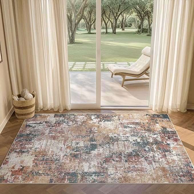 Tortania Washable 3x5 Area Rug - Modern Abstract Neutral Rugs Indoor Soft Thin Mat Non Slip Carpet for Entrance Front Door Living Room Bedroom Home Floor Decoration - Colorful Multi
