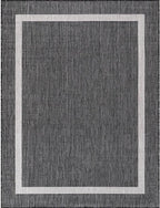 Bordered Outdoor Rug 8x10 Washable Outside Carpet for Indoor Patio Porch Waterproof Easy Cleaning Non Shedding Area Rugs Gray 8 x 10