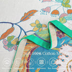 Summer Throw Blanket, 50"x60" Reversible Bohemian Flower Blanket, 100% Cotton Muslin Breathable Woven, Farmhouse Decorative Throw Blanket