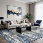 GENIMO Area Rugs 9x12 Living Room, Large Machine Washable Rug Non-Slip, Modern Soft Low Pile Rugs for Bedroom, Playroom, Dining Room, Blue Ivory