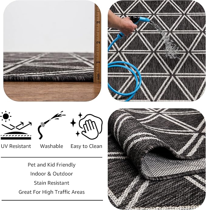 Keen Home Design Outdoor Rug - 6x9 Washable Indoor/Outdoor Rug for Patio, Balcony, Kitchen, Garden, Beach, Deck and Porch. Size: 6'7" x 9'2"
