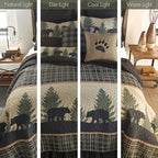 Donna Sharp Full/Queen Quilt - Bear Walk Plaid Lodge Quilt with Bear Pattern - Fits Queen Size and Full Size Beds - Machine Washable