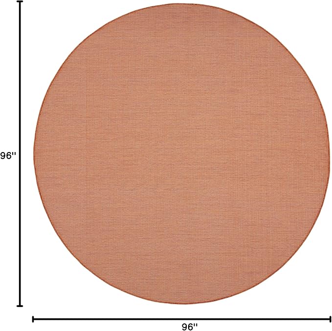 Nourison Positano Indoor/Outdoor Terracotta 8' x Round Area Rug, Easy Cleaning, Non Shedding, Bed Room, Living Room, Dining Room, Backyard, Deck, Patio (8 Round)