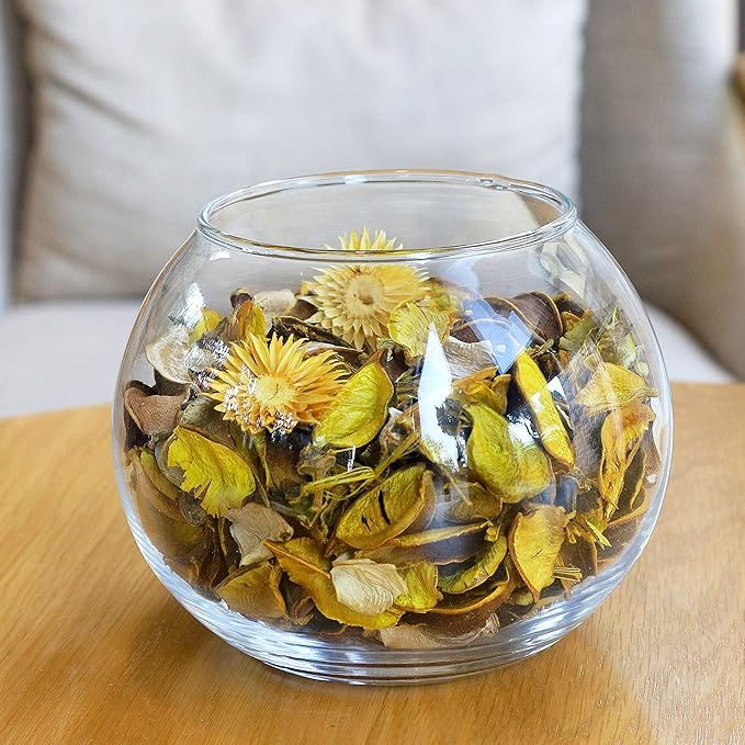 Qingbei Rina Potpourri Bowl Filler, Lemon Scented Potpourri Bags,Yellow Decorative Dried Flowers, Home Fragrance Perfume Petal,Vase Decor,2 Bags,8.4 oz