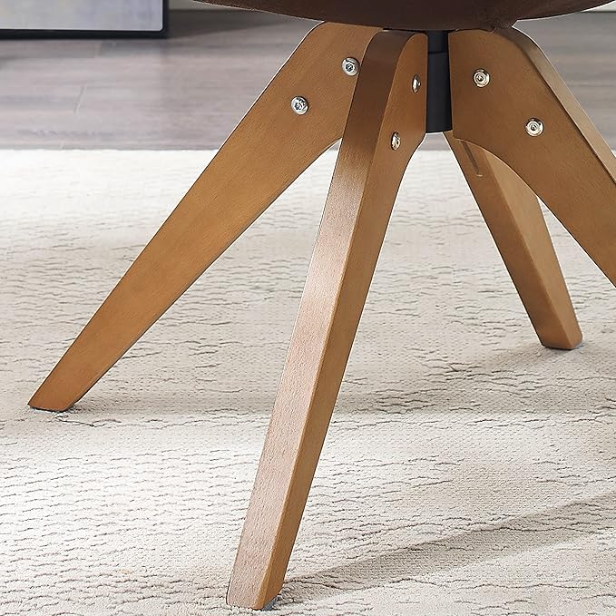 Art Leon Mid Century Modern Swivel Accent Chair with Beech Wood Legs, Desk Chair No Wheels, Armchair for Desk, Suede