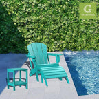GREENVINES Adirondack-Ottoman | HDPE Plastic | Outdoor Footrest | All Weather | Foot Rest | Foot Stool | Aqua | for Adirondack Chair | for Patio Backyard Pool