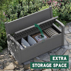70 Gallon Outdoor Storage Bench Deck Box Lockable for Patio Furniture, Outdoor Porch Bench with Storage Waterproof for Cushions, Garden Tools and Pool Supplies, Grey