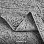 Love's cabin Twin Quilt Set Grey Bedspreads - Soft Bed Summer Lightweight Bedspread Comforter - Modern Style Coin Pattern Coverlet for All Season - 2 Pieces (1 Quilt, 1 Pillow Sham)