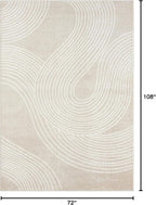 Abani Nuevo Collection Area Rug - Transitional Beige/Cream Design -6'x9' - Easy to Clean - Durable for Kids and Pets - Non-Shedding - Low Pile - Soft Feel - for Living Room, Bedroom & Office