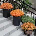 20 Bundles Artificial Flowers for Outdoor Fake Plants for Autumn Decoration,Faux Eucalyptus Flowers for Planter UV Resistant Lifelike for Home Porch Garden (Fall Red)