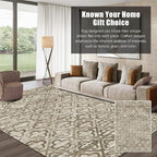 RUGSURE Washable Area Rugs, 4' x 6' - 1/6 Thick - Stain & Water Resistant Non-Slip - Perfect Resistant Rug for Living Room, Bedroom, Nursery, Pet & Child Friendly, Vibrant Colors Rugs, Brown