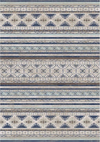 RUGSURE Washable Area Rugs 9' x 12' - 1/6 Thick - Moroccan-Inspired -Stain & Water Resistant Non-Slip - Resistant Rug for Living Room, Bedroom, Nursery, Pet & Child Friendly (Blue and Brown)