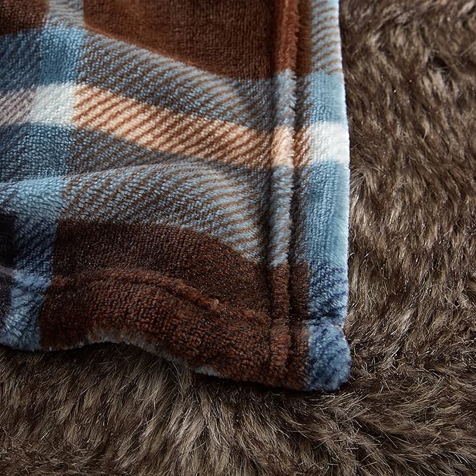 MERRYLIFE Throw Blanket Plaid Sherpa | Ultra-Plush Soft Colorful Oversized | Decorative Couch Travel Blanket | Large Size(60" 90", Greenland)