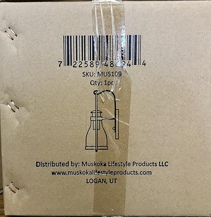 Muskoka Lifestyle Products Rustic Wall Light Lantern with Retro Industrial loft Lantern Look in Rubbed Bronze Powder Coat Finish with Wine Bottle Pioneer jug Glass