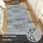 RUGSURE Washable Area Rug - 1/6 Thick - Stain & Water Resistant Non-Slip - Resistant Rug for Living Room, Bedroom, Nursery, Pet & Child Friendly, Vintage Charm Area Rugs (Grey+LightTeal, 2'6'' x 8')