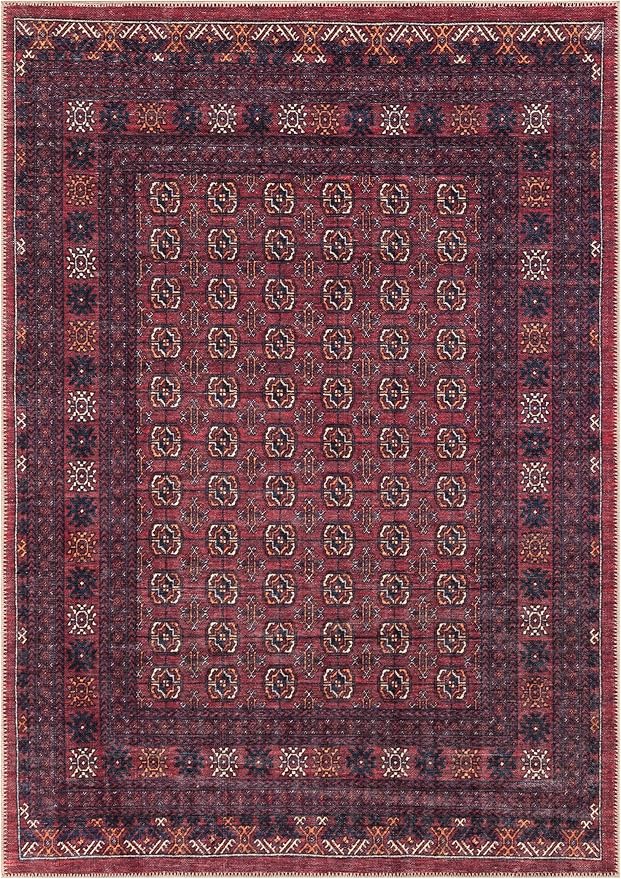 Keen Home Design 5x7 Rug - Machine Washable Area Rug with Non-Slip Backing, Ideal for Living Room, Dining Room, Bedroom - Vintage, Easy Clean, Durable, Low Pile Rug - (5' x 7')