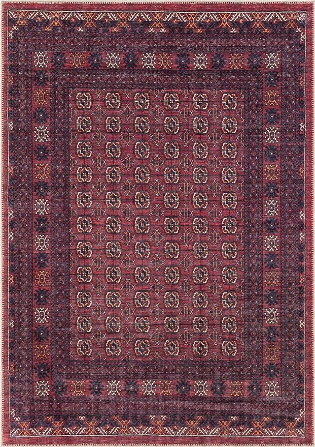 Keen Home Design 6x9 Rug - Machine Washable Area Rug with Non-Slip Backing, Ideal for Living Room, Dining Room, Bedroom - Vintage, Easy Clean, Durable, Low Pile Rug - (6' x 9')