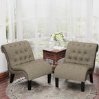Yongqiang Accent Chairs Set of 2 Modern Armless Living Room Bedroom Side Chairs Button Tufted Upholstered Leisure Chair with Wood Legs