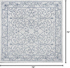JONATHAN Y Vintage Filigree Indoor Outdoor Square Area Rug 6X6 Gray/Navy, Charleston Textured Weave for Backyard, Patio, Porch, Easy-Cleaning, High Traffic, Pet-Friendly, Non-Shedding (SMB106C-6SQ)