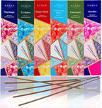 Naqsh Premium Hand Rolled Incense- Assorted 6x20 Mesmerizing Incense Sticks Including Lavender, Dragon's Blood, Frankincense Myrrh, Lemongrass, Eucalyptus, and Nagchampa