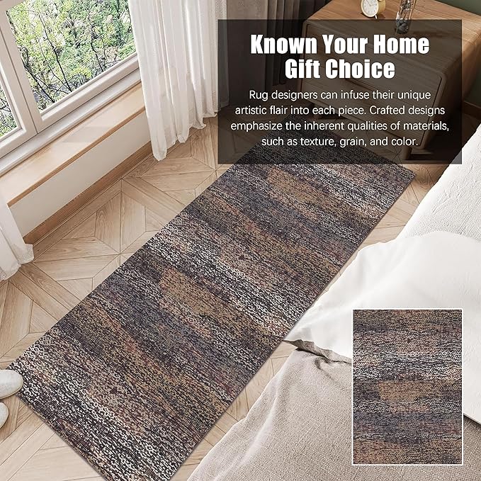 RUGSURE Washable Area Rug - 1/6 Thick - Stain & Water Resistant Non-Slip - Resistant Rug for Living Room, Bedroom, Nursery, Pet & Child Friendly, Vintage Charm Area Rugs (Rust, 2'6'' x 8')