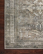 Loloi Layla Collection LAY-13 Antique/Moss 5'-0" x 7'-6" .13" Thick Area Rug, Soft, Durable, Vintage Inspired, Distressed, Low Pile, Non-Shedding, Easy Clean, Printed, Living Room Rug