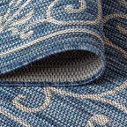 JONATHAN Y Vintage Filigree Indoor Outdoor Area Rug 3X5 Navy/Gray, Charleston Textured Weave for Backyard, Patio, Porch, Easy-Cleaning, High Traffic, Pet-Friendly, Non-Shedding (SMB106D-3)