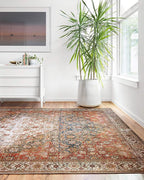 Loloi Layla Collection LAY-05 Ocean/Multi 3'-6" x 5'-6" .13" Thick Accent Rug, Soft, Durable, Vintage Inspired, Distressed, Low Pile, Non-Shedding, Easy Clean, Printed, Living Room Rug