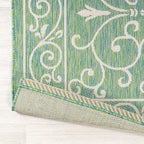 JONATHAN Y Vintage Filigree Indoor Outdoor Area Rug 5X8 Green/Ivory, Charleston Textured Weave for Backyard, Patio, Porch, Easy-Cleaning, High Traffic, Pet-Friendly, Non-Shedding (SMB106K-5)