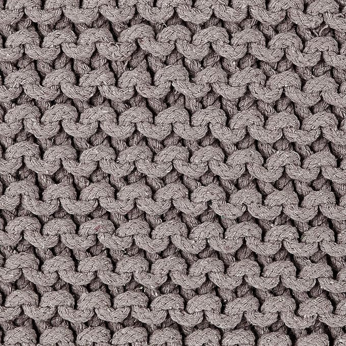 REDEARTH Cube Hand Knitted Pouf - Foot Stool Ottoman - Cord Boho Pouffe - Poof Accent Stuffed Table or Footrest for Living Room - Nursery - Bedroom - Patio - 100% Cotton (16" x 16" x 16") - Taupe