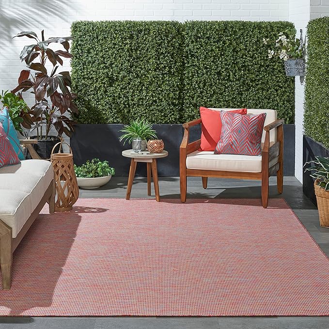 Nourison Home Positano Indoor/Outdoor Rainbow 7' x 10' Area Rug, Easy Cleaning, Non Shedding, Bed Room, Living Room, Dining Room, Backyard, Deck, Patio (7x10)