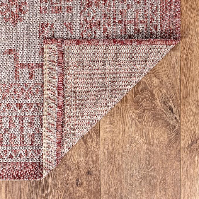 Keen Home Design Terrace Outdoor Round Rug - 5ft Round Washable Indoor/Outdoor Rug for Patio, Kitchen, Balcony, Beach, Garden, Deck and Porch, Size: 5'3" Round