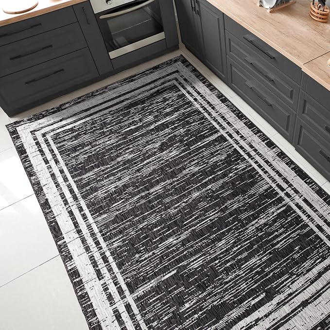 Keen Home Design Outdoor Rug - 8x10 Washable Indoor/Outdoor Rug for Patio, Balcony, Kitchen, Garden, Beach, Deck and Porch. Size: 7'9" x 10'2"