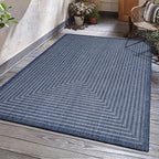 Adiva Rugs Outdoor Indoor Area Rug, Weather Resistant, Easy to Clean, Stain Resistant Floor Mat for Dining Room, Backyard, Deck, Patio (Navy Weiss, 2' x 3')