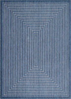 Adiva Rugs Outdoor Indoor Area Rug, Weather Resistant, Easy to Clean, Stain Resistant Floor Mat for Dining Room, Backyard, Deck, Patio (Navy Weiss, 2' x 3')