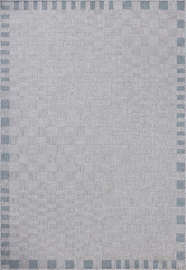 Loloi Amber Lewis Topanga Collection TOP-07 Silver/Blue 6'-7" x 9'-4" Indoor/Outdoor Area Rug
