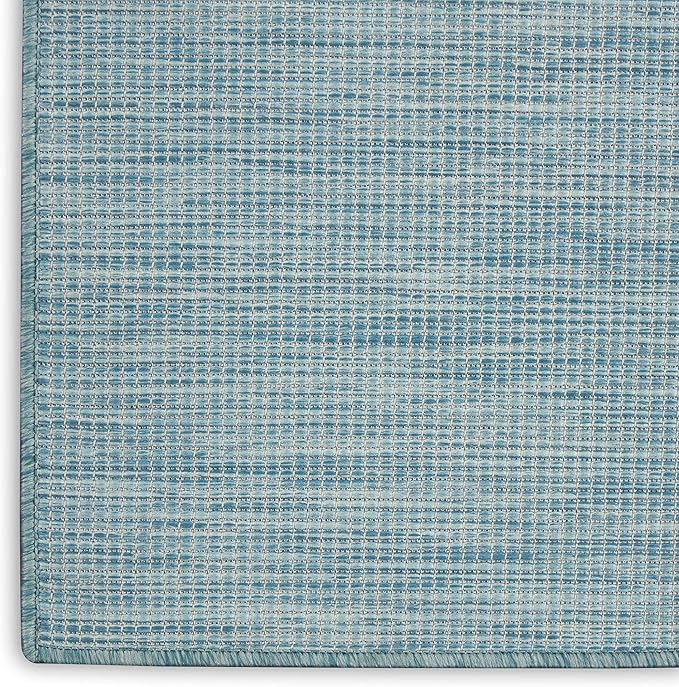 Nourison Positano Indoor/Outdoor Aqua 2'2" x 10' Area Rug, Easy Cleaning, Non Shedding, Bed Room, Living Room, Dining Room, Backyard, Deck, Patio (2x10)