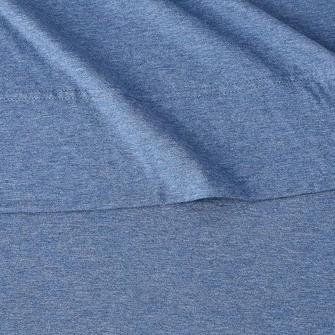 Amazon Basics Cotton Jersey 4-Piece Bed Sheet Set, King, Chambray Blue, Solid