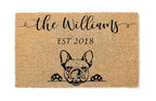 French Bulldog Coconut Coir Personalized Doormat, Frenchie Custom Welcome Mat, Housewarming Gift, Last Name Door Mat, Closing Gift, Dog Lover Entryway Rug 1172
