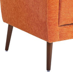 Accent Chair, Comfy Upholstered Living Room Chairs with High Tufted Backrest and Pillow, Wingback Reading Chair with Solid Wood Legs for Bedroom/Office, Chenille Fabric, Orange