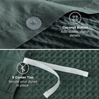 Bedsure Cotton Duvet Cover Queen - 100% Cotton Waffle Weave Forest Green Duvet Cover Queen Size, GentleSoft™ and Breathable Bedding Set for All Season, 3 Pieces, 90"x90"