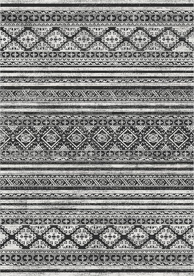 RUGSURE Washable Area Rugs 3' x 5 ' - 1/6 Thick - Moroccan-Inspired -Stain & Water Resistant Non-Slip - Resistant Rug for Living Room, Bedroom, Nursery, Pet & Child Friendly (Black)