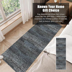 RUGSURE Washable Area Rug - 1/6 Thick - Stain & Water Resistant Non-Slip - Resistant Rug for Living Room, Bedroom, Nursery, Pet & Child Friendly, Vintage Charm Area Rugs (Darkgrey+Bule, 2'6'' x 8')