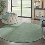 Nourison Positano Indoor/Outdoor Blue/Green 6' x Round Area Rug, Easy Cleaning, Non Shedding, Bed Room, Living Room, Dining Room, Backyard, Deck, Patio (6 Round)