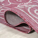 JONATHAN Y Vintage Filigree Indoor Outdoor Area Rug 9X12 Fuchsia/Light Gray, Charleston Textured Weave for Backyard, Patio, Porch, Easy-Cleaning, High Traffic, Pet-Friendly, Non-Shedding (SMB106J-9)