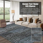 RUGSURE Washable Area Rug - 1/6 Thick - Stain & Water Resistant Non-Slip - Resistant Rug for Living Room, Bedroom, Nursery, Pet & Child Friendly, Vintage Charm Area Rugs (Darkgrey+Bule, 3' x 5 ')