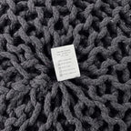 REDEARTH Round Pouf Foot Stool Ottoman - Cotton Hand Knitted Dori Pouffe - Cord Boho Home Décor - Stuffed Cable Poof for Living Room - Bedroom (19.5"x19.5"x14") - Dark Gray